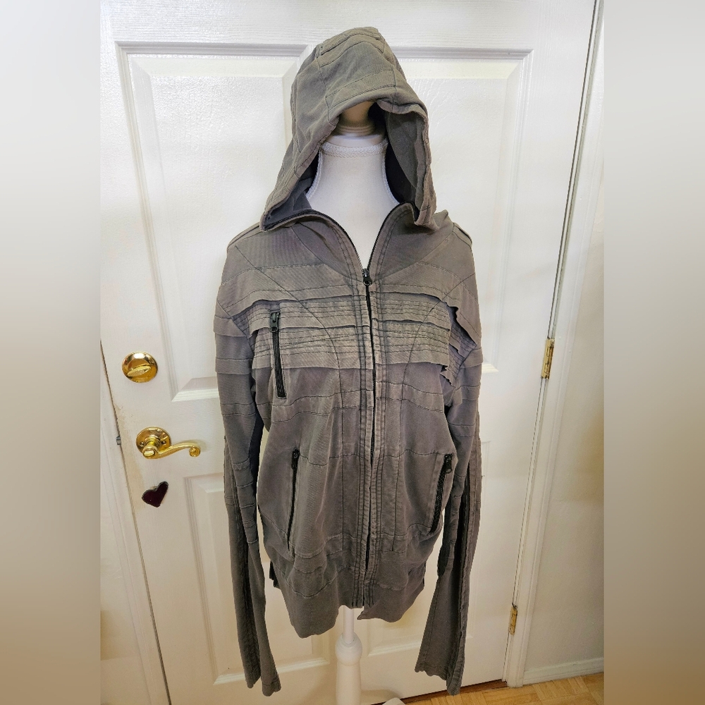 DEMOBAZA MEN S18 REUNION Hoodie Fit Portal Gray Distressed Jacket M - Picture 11 of 16